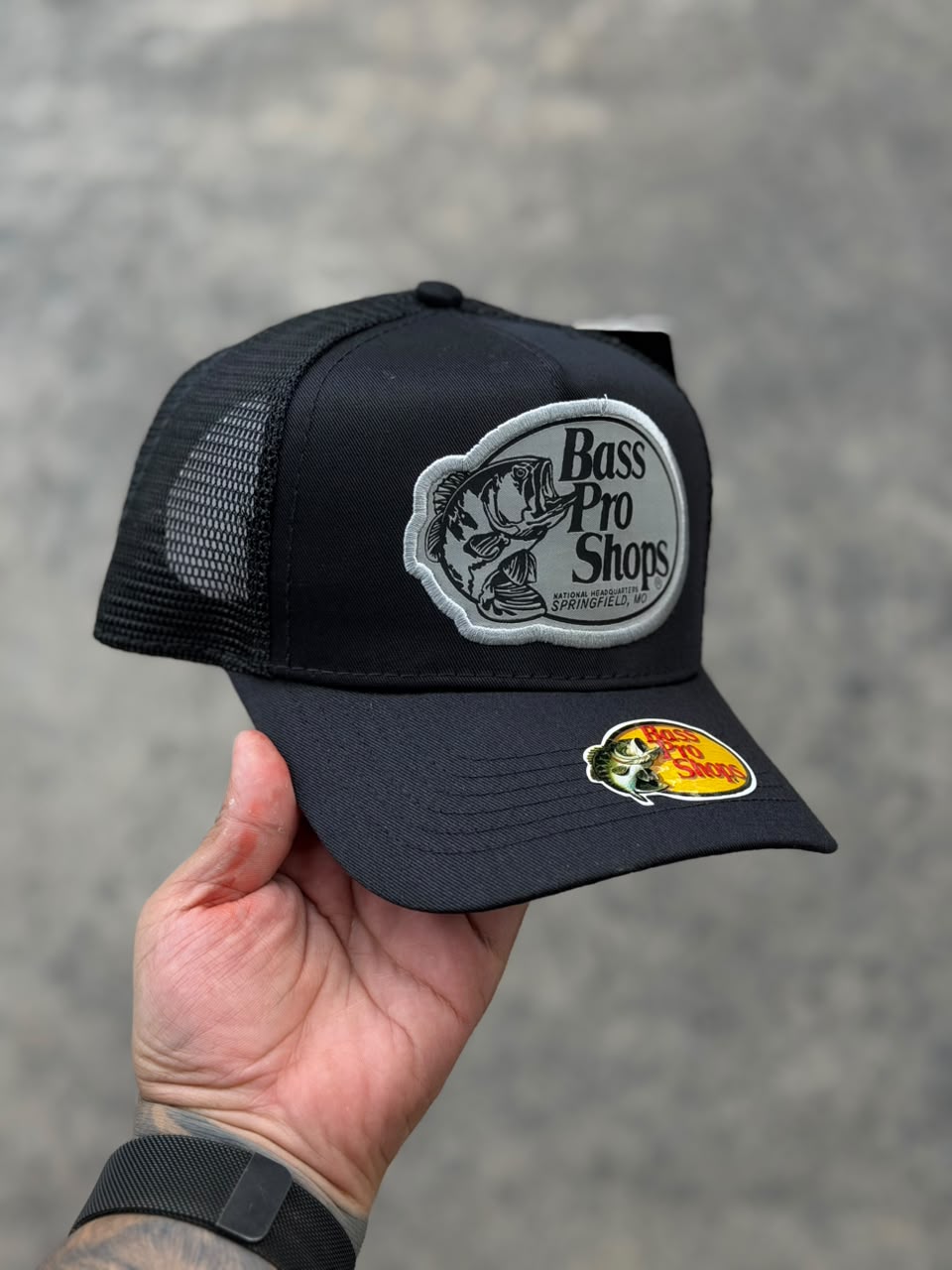 Gorra Bass Pro Shop Negra Total Malla